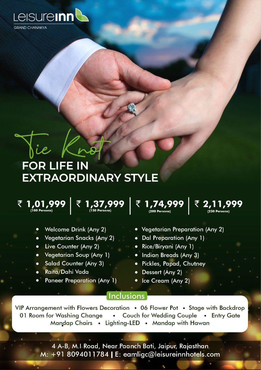 Leisure Inn Grand Chanakya Wedding Package 2023